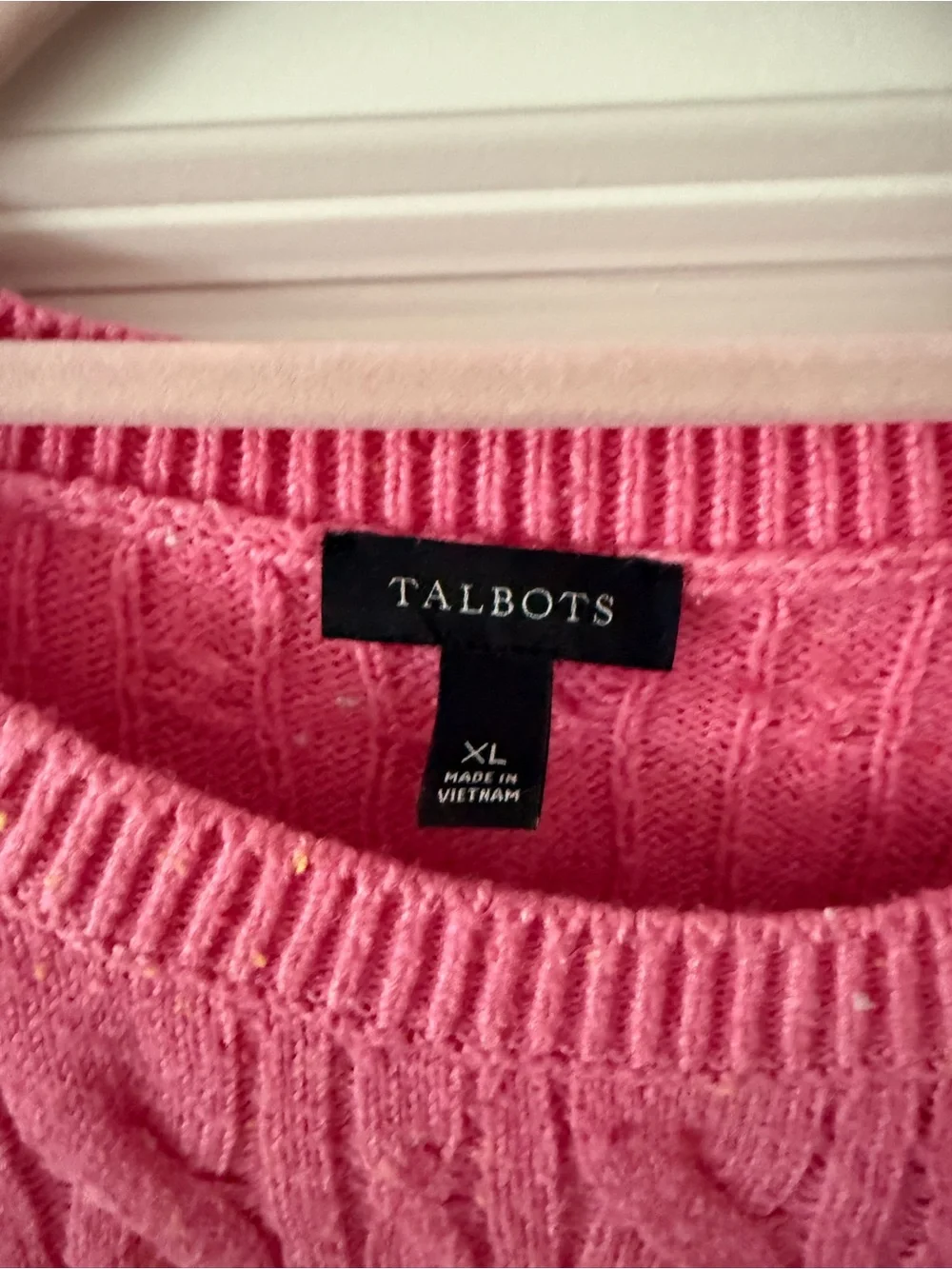 Talbots XL Bright Pink Cable-Knit Crewneck Sweater - Picture 2 of 3